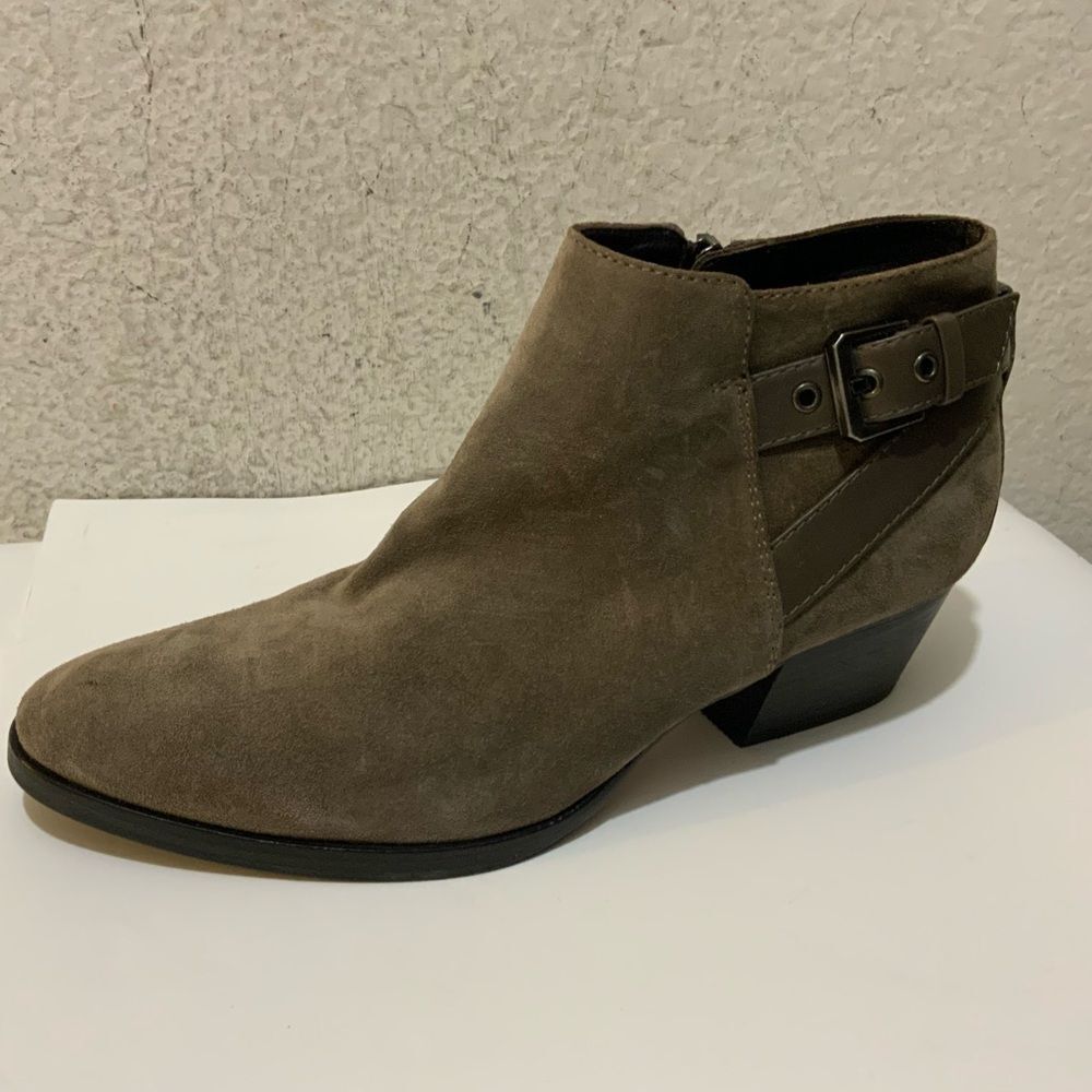 AQUATALIA Made in Italy 🇮🇹 LEATHER Farin Brushed Oil Suede Taupe Booties 8 M